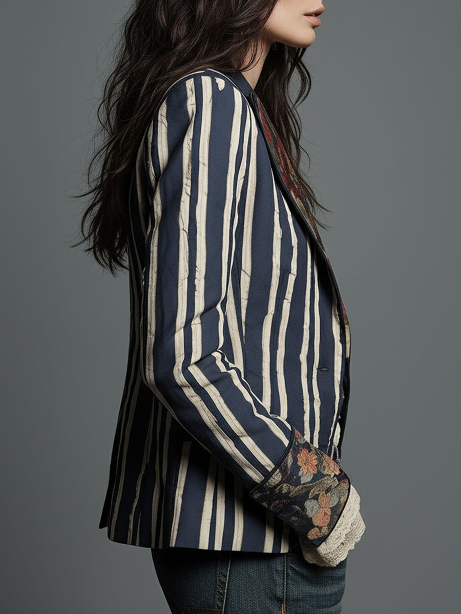 Vera – Women's Floral Print Blazer – Structured Shoulder, Single-Breasted