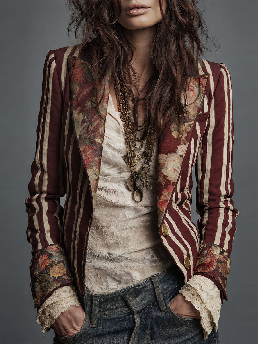 Vera – Women's Floral Print Blazer – Structured Shoulder, Single-Breasted