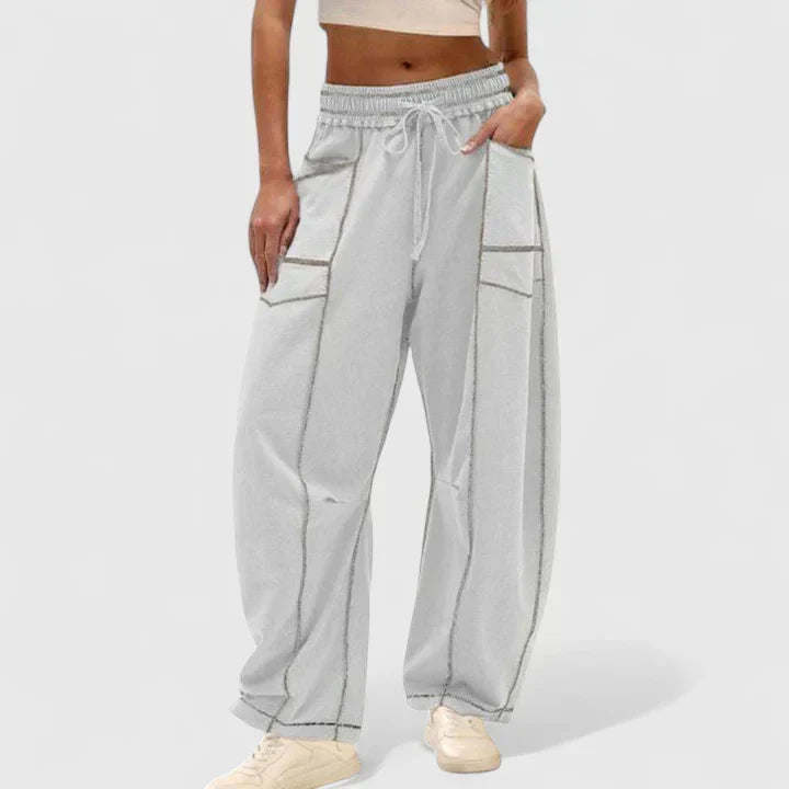 Willa – Women's Relaxed Barrel-Leg Pants – Soft Drape, Elastic Waist
