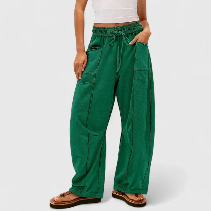 Willa – Women's Relaxed Barrel-Leg Pants – Soft Drape, Elastic Waist