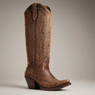 Winona | Women's Knee-High Western Boots – Vegan Leather-Look, Block Heel – Chocolate Brown