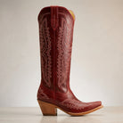 Winona | Women's Knee-High Western Boots – Vegan Leather-Look, Block Heel – Red