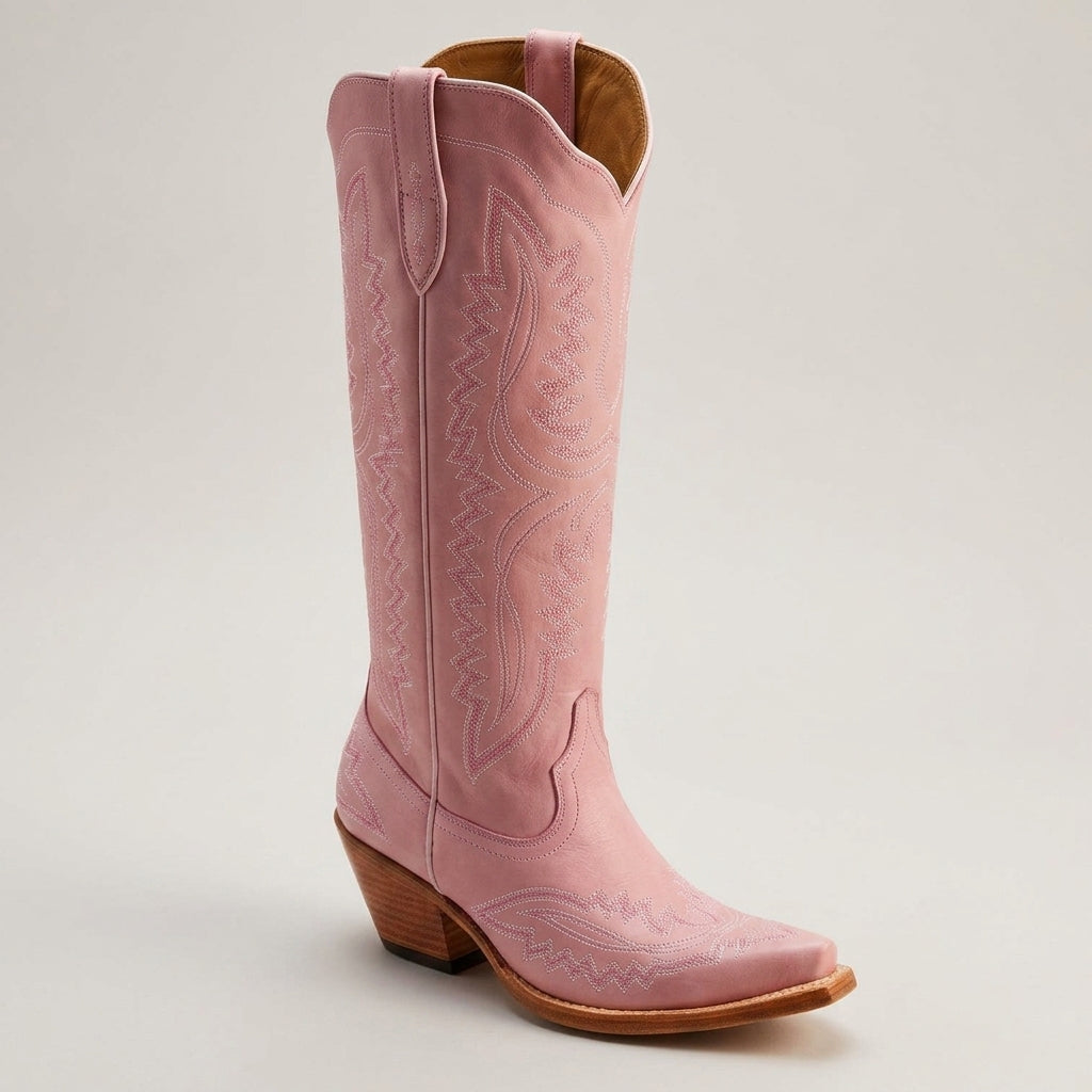 Winona | Women's Knee-High Western Boots – Vegan Leather-Look, Block Heel