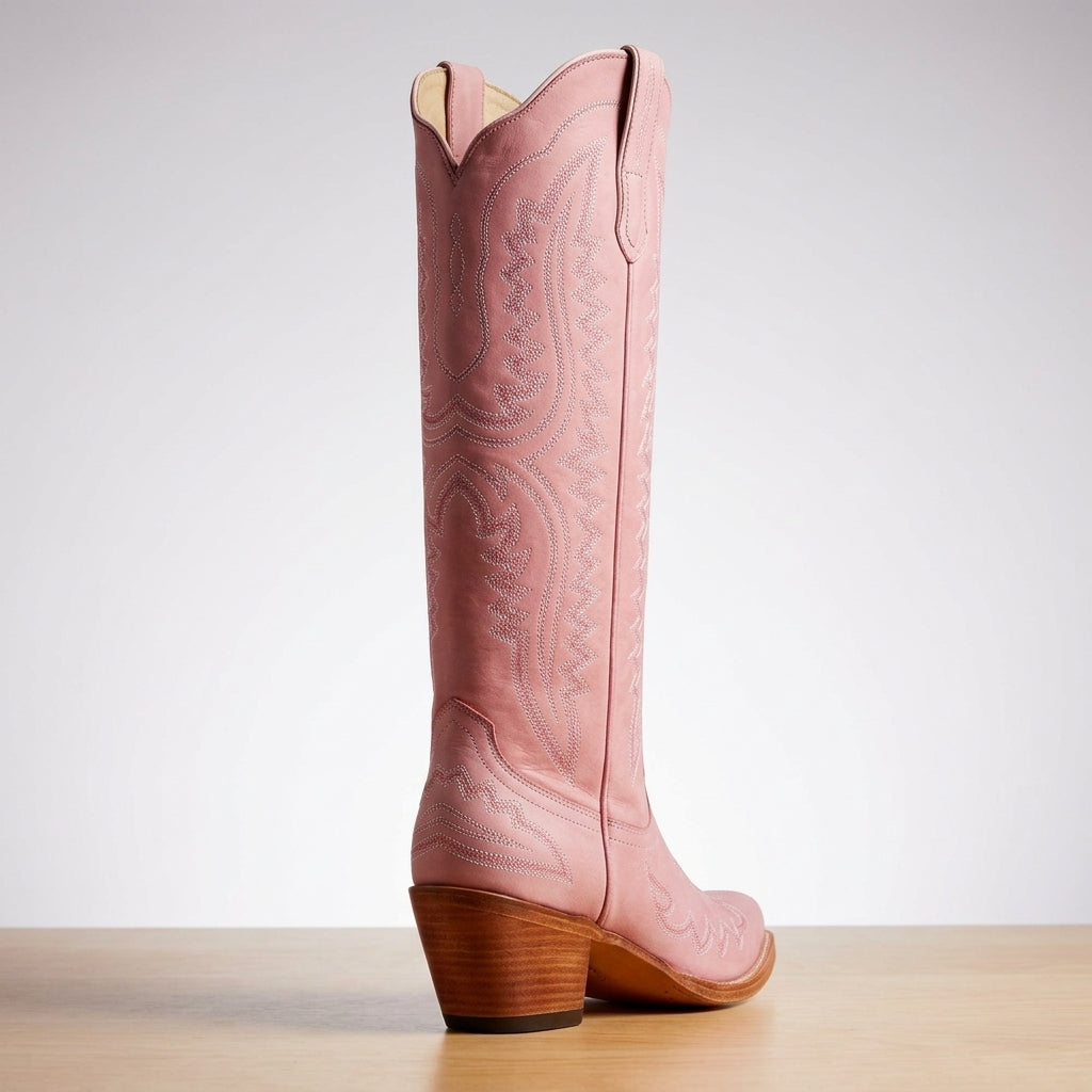 Winona | Women's Knee-High Western Boots – Vegan Leather-Look, Block Heel